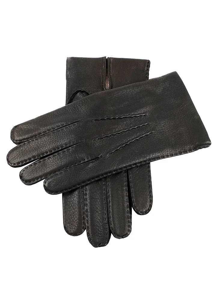 Men's Handsewn Three-Point Cashmere-Lined Deerskin Leather Gloves