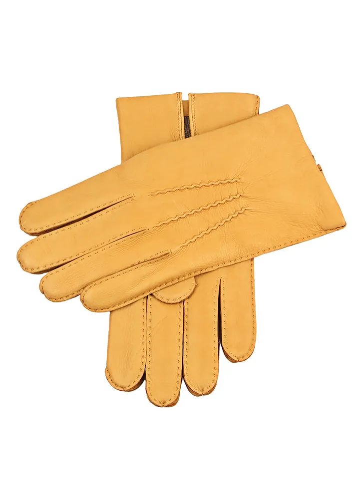 Men's Handsewn Three-Point Cashmere-Lined Deerskin Leather Gloves