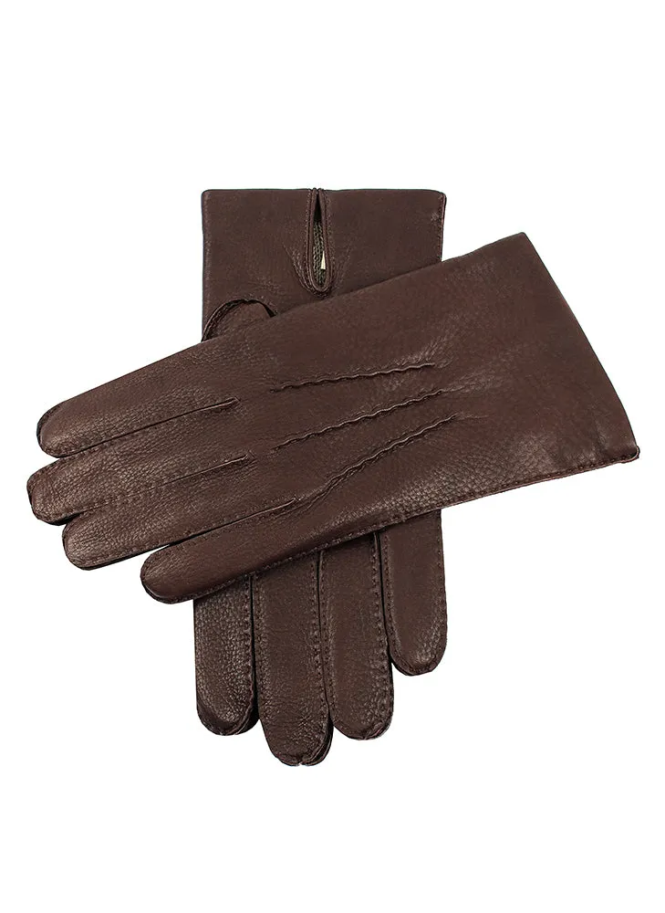 Men's Handsewn Three-Point Cashmere-Lined Deerskin Leather Gloves