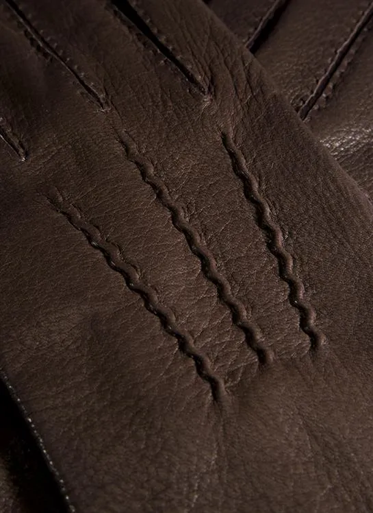 Men's Handsewn Three-Point Cashmere-Lined Deerskin Leather Gloves