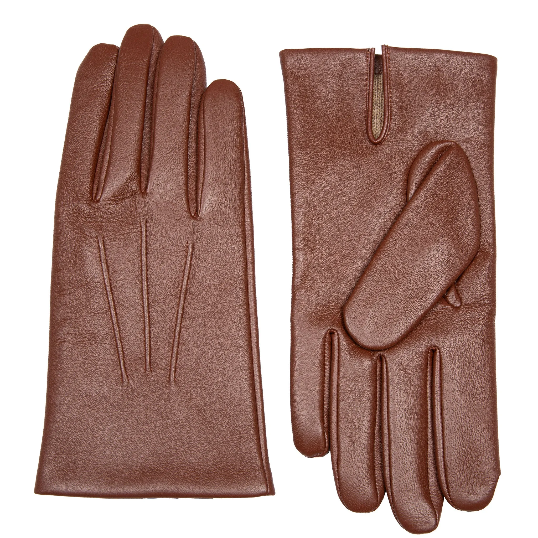 Men's Three-Point Cashmere-Lined Leather Gloves