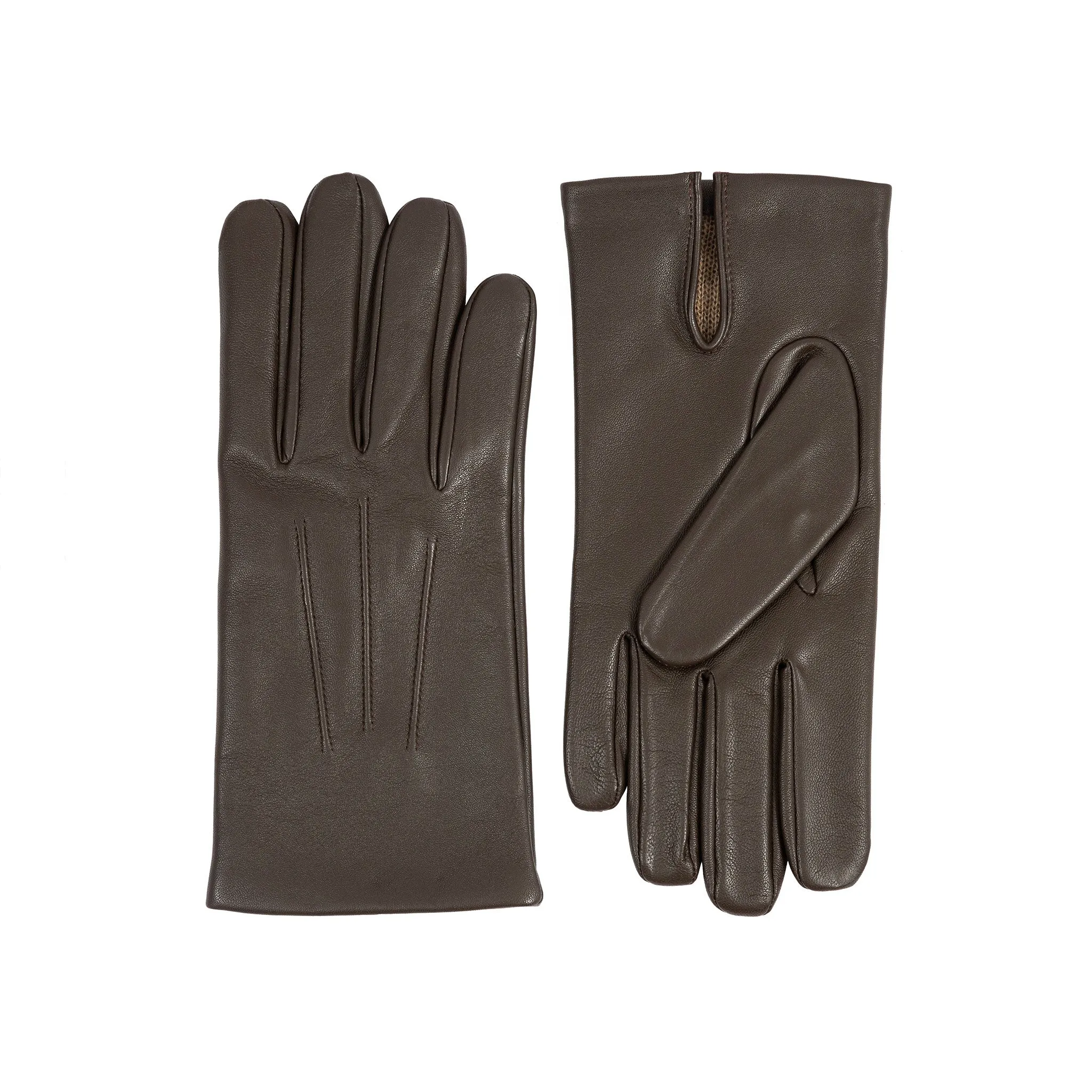 Men's Three-Point Cashmere-Lined Leather Gloves