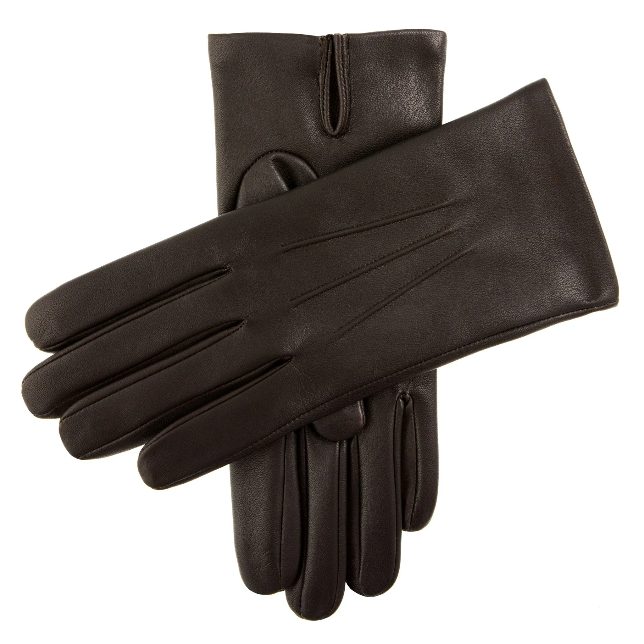 Men's Three-Point Cashmere-Lined Leather Gloves