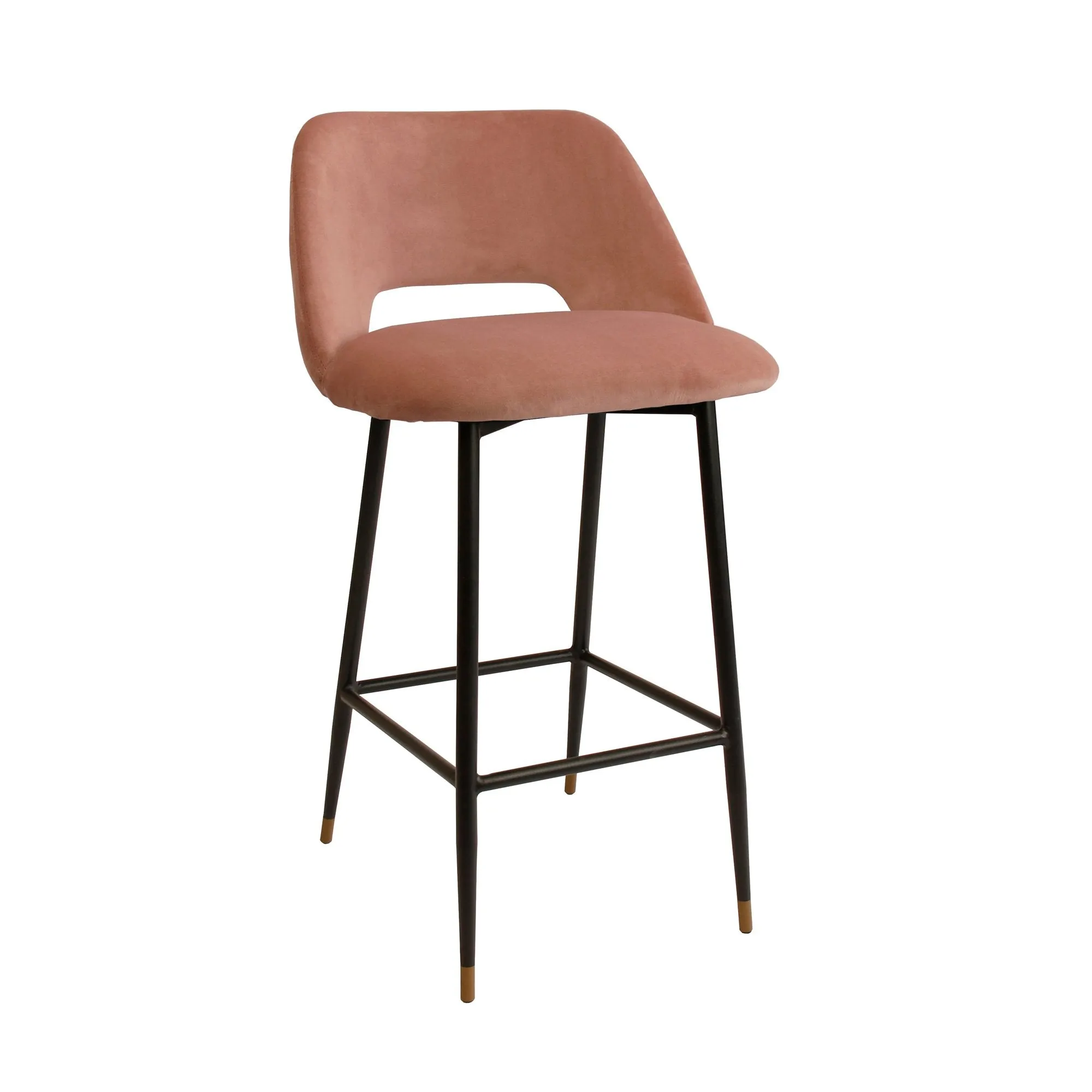 Milan Velvet Bar Stool - Blush