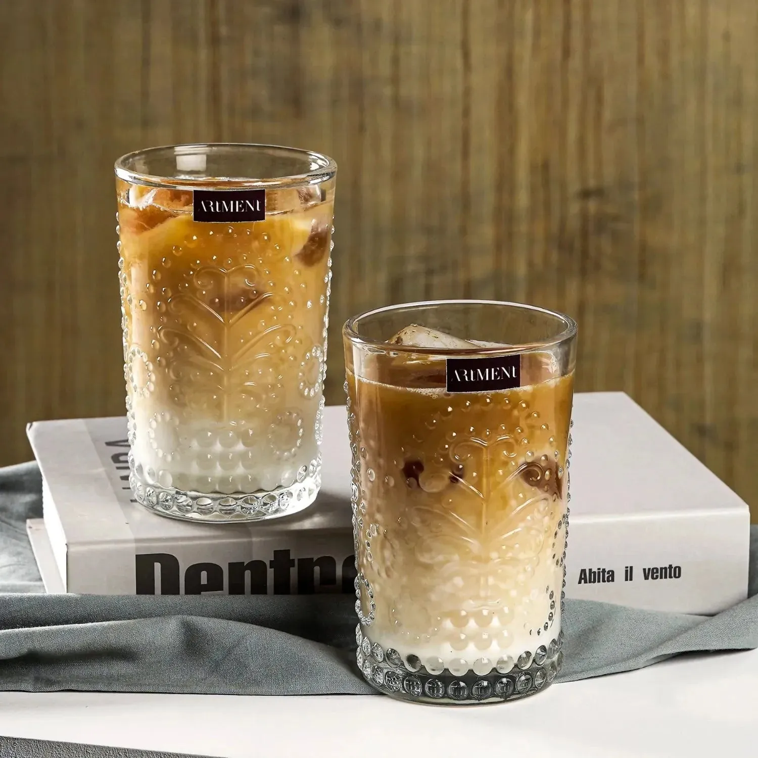 Modern Floral Design Water & Juice Glasses | Set of 4