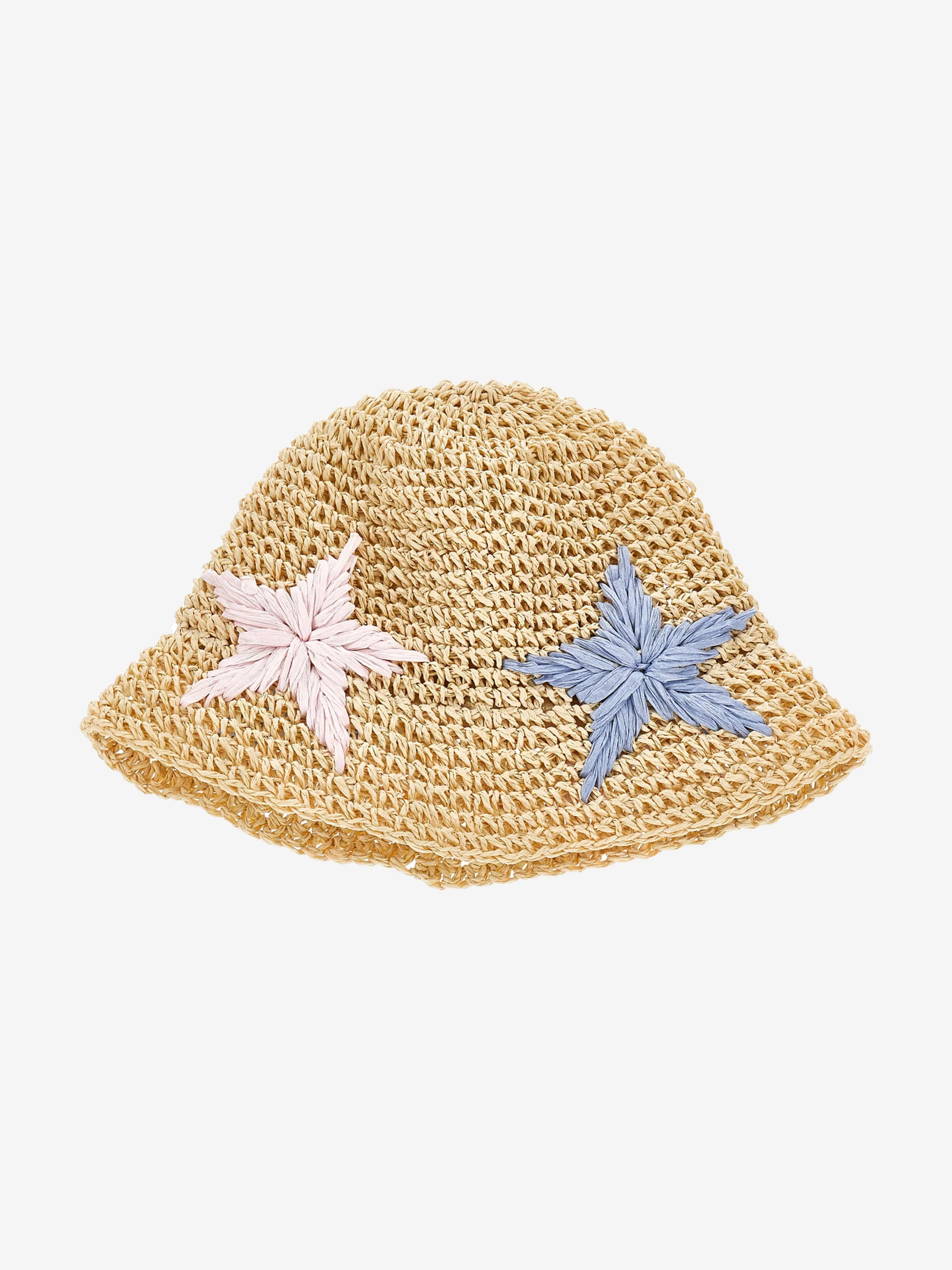 Monnalisa Girls Straw Star Hat in Beige