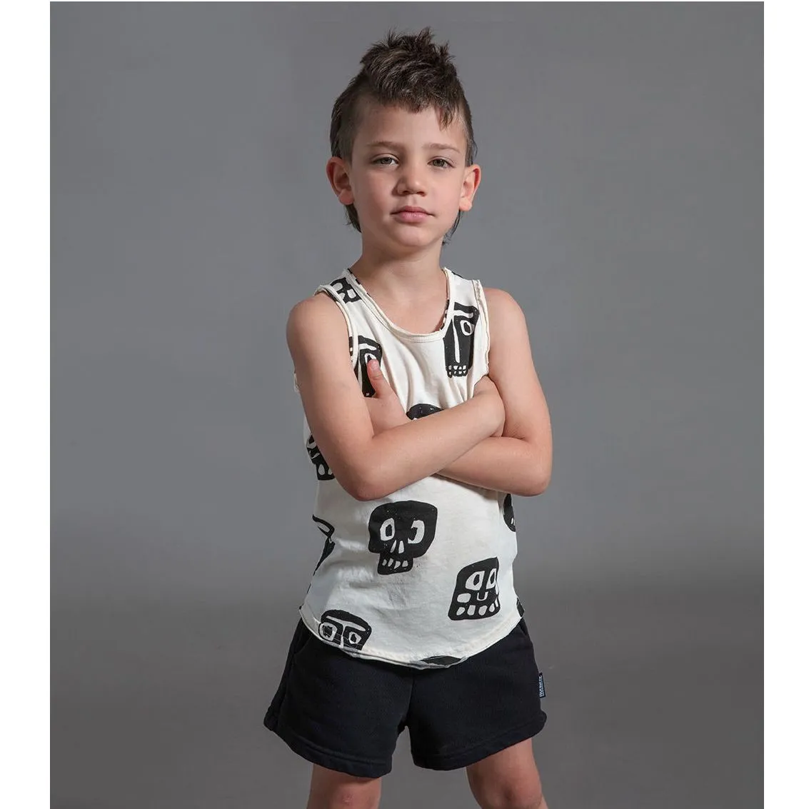 Nununu Kids Rowdy Masks Tank Top - Natural - 4-5Y/6-7Y