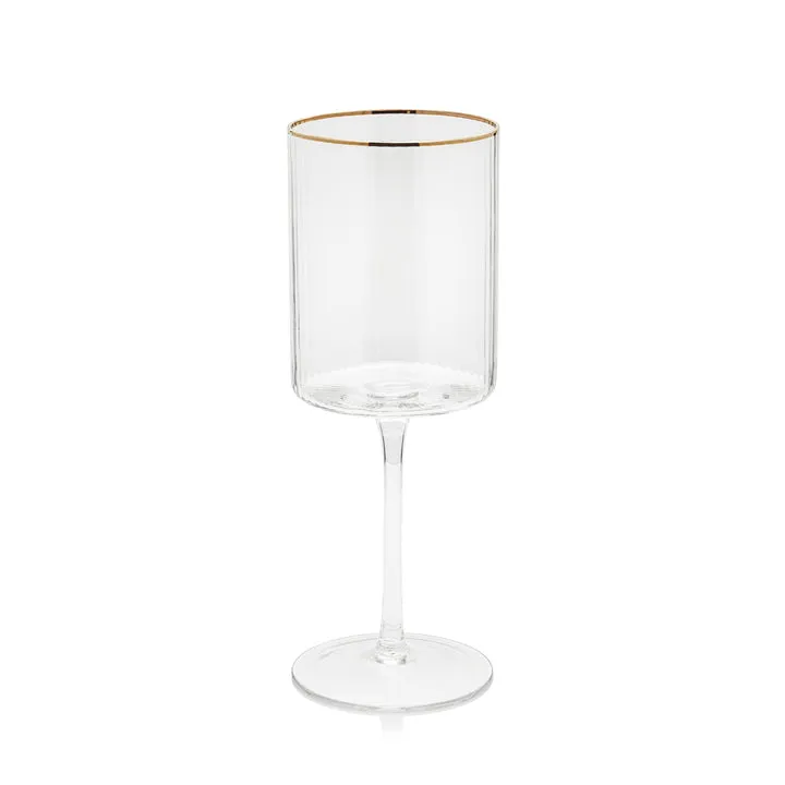 Optic Red Wine Glass with Gold Rim