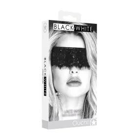 Ouch! Black & White Lace Mask With Elastic Straps Blindfold Black