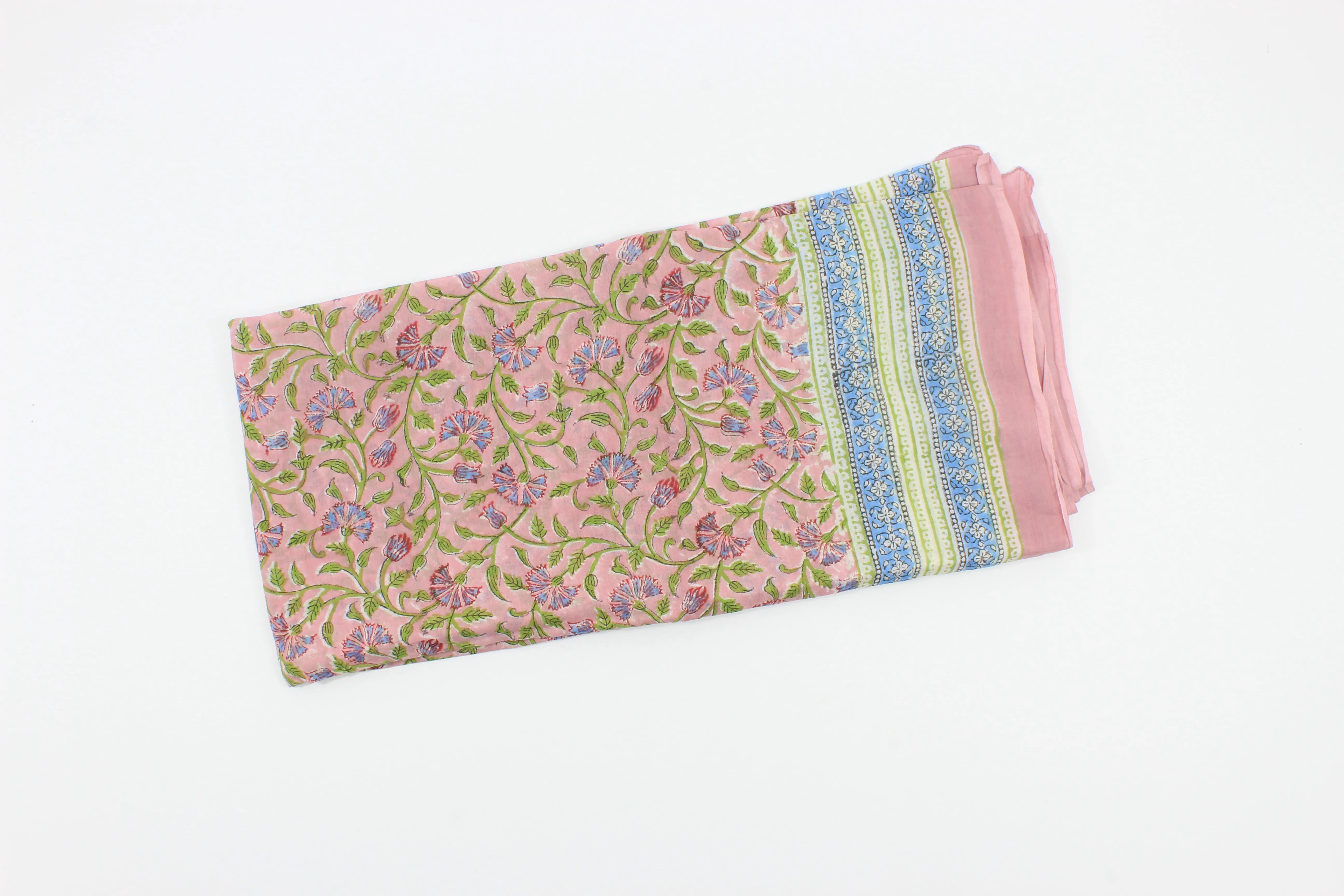 Pastel Pink Handmade Block Print Cotton-Scarf/Sarong