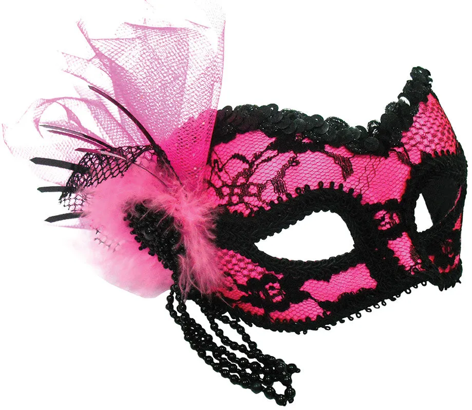 Pink & Black Lace Decoration On Band