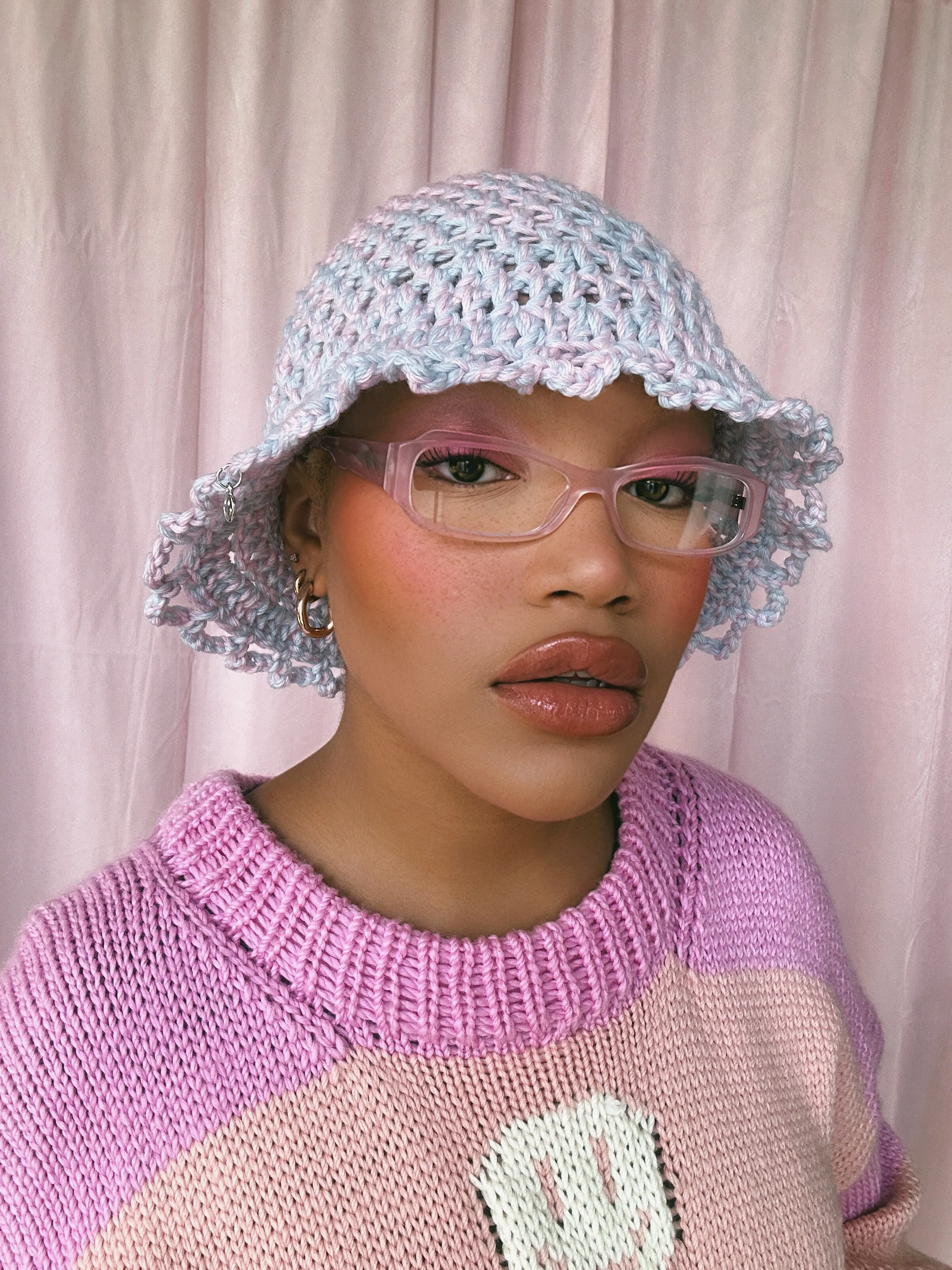 Pink and Blue Crochet Hat