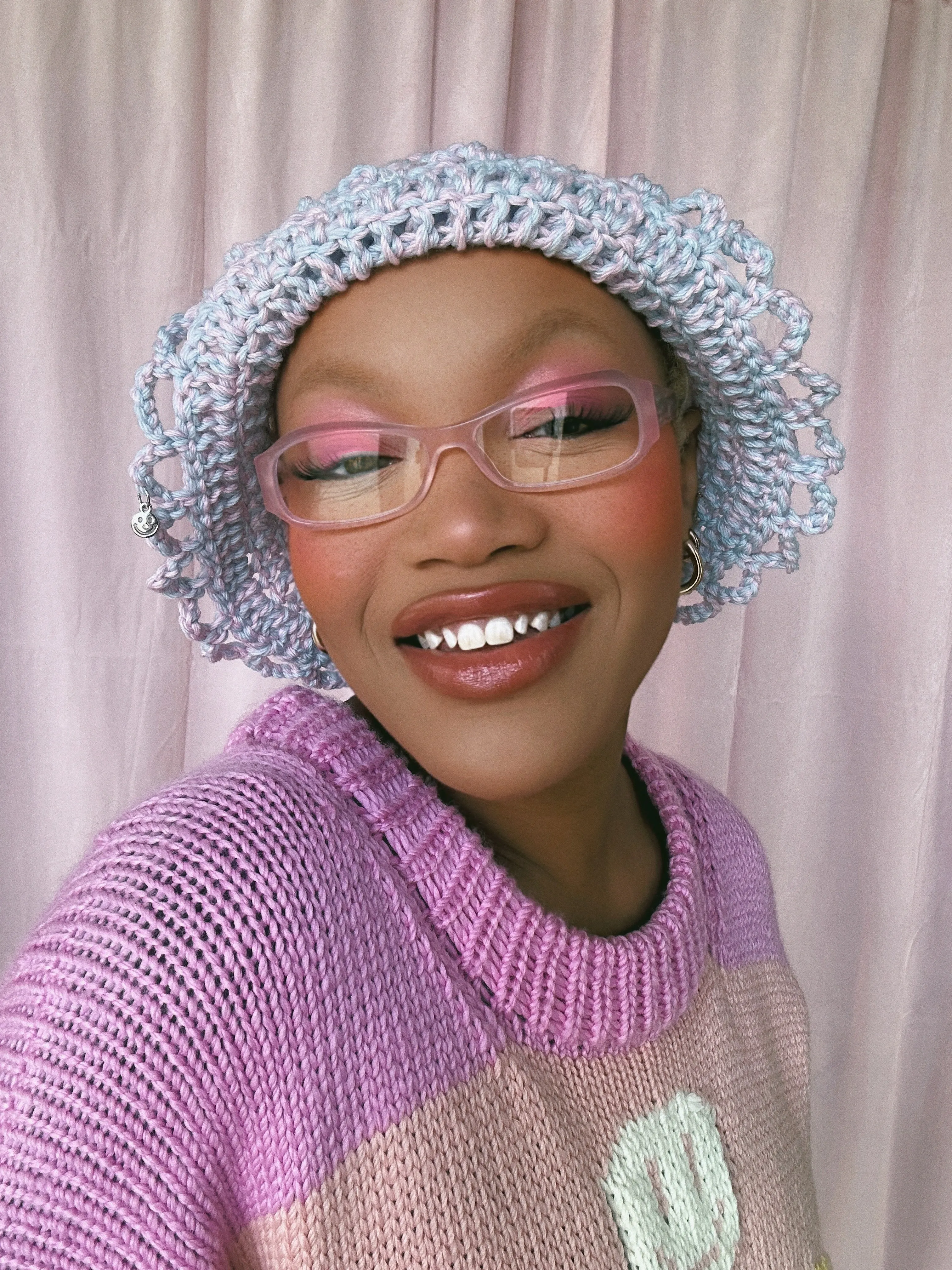 Pink and Blue Crochet Hat