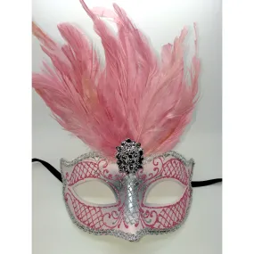 Pink and Silver Mardi Gras Mask