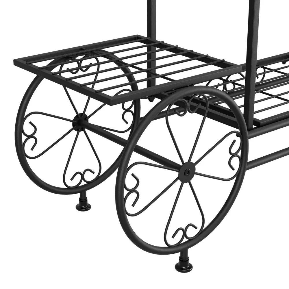 Plant Stand 6 Tier Iron 4 Wheeler