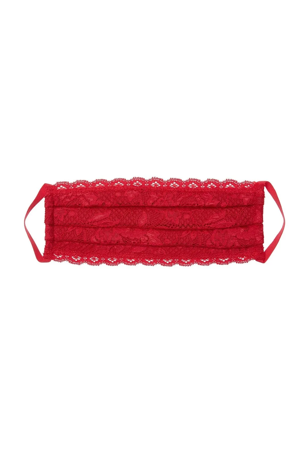 Pleated Lace Face Mask in Poinsettia