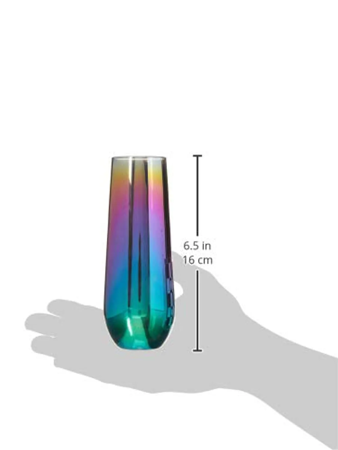 Rainbow Fusion Luster Champagne Flutes Stemless SET 4