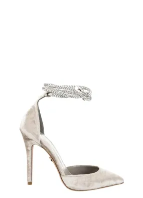 RAZA LIGHT GRAY VELVET PUMPS