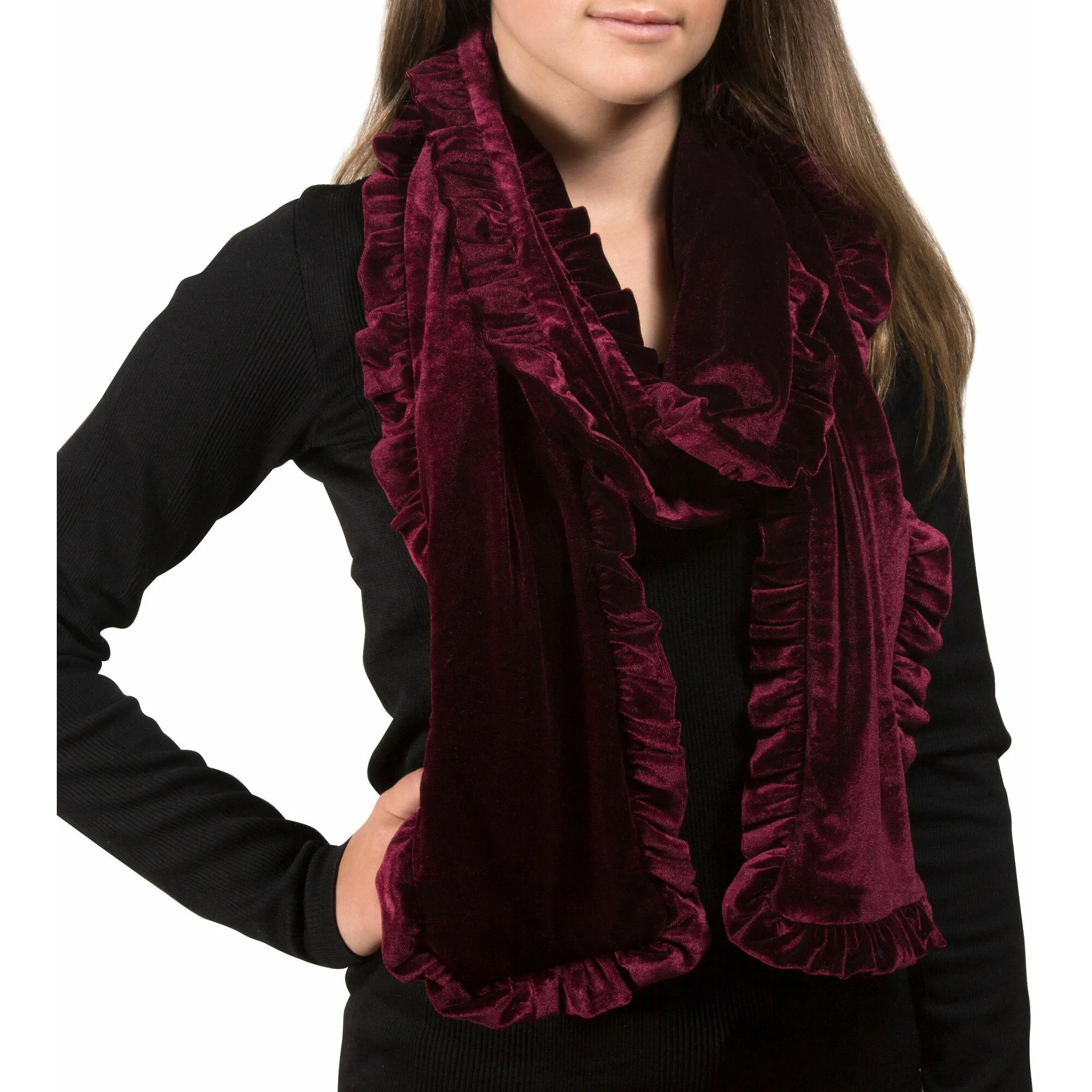 Ruffled Velvet Scarf