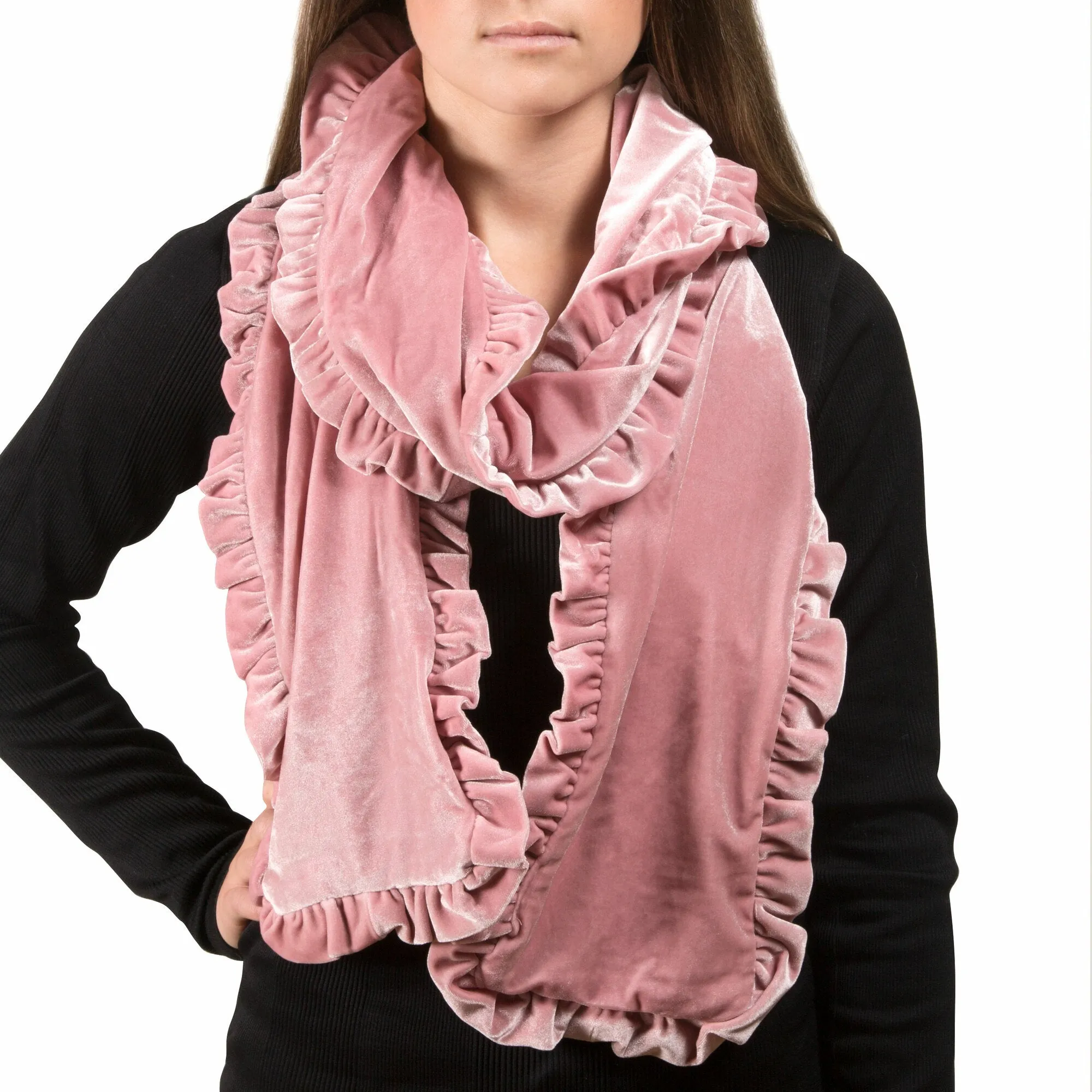 Ruffled Velvet Scarf