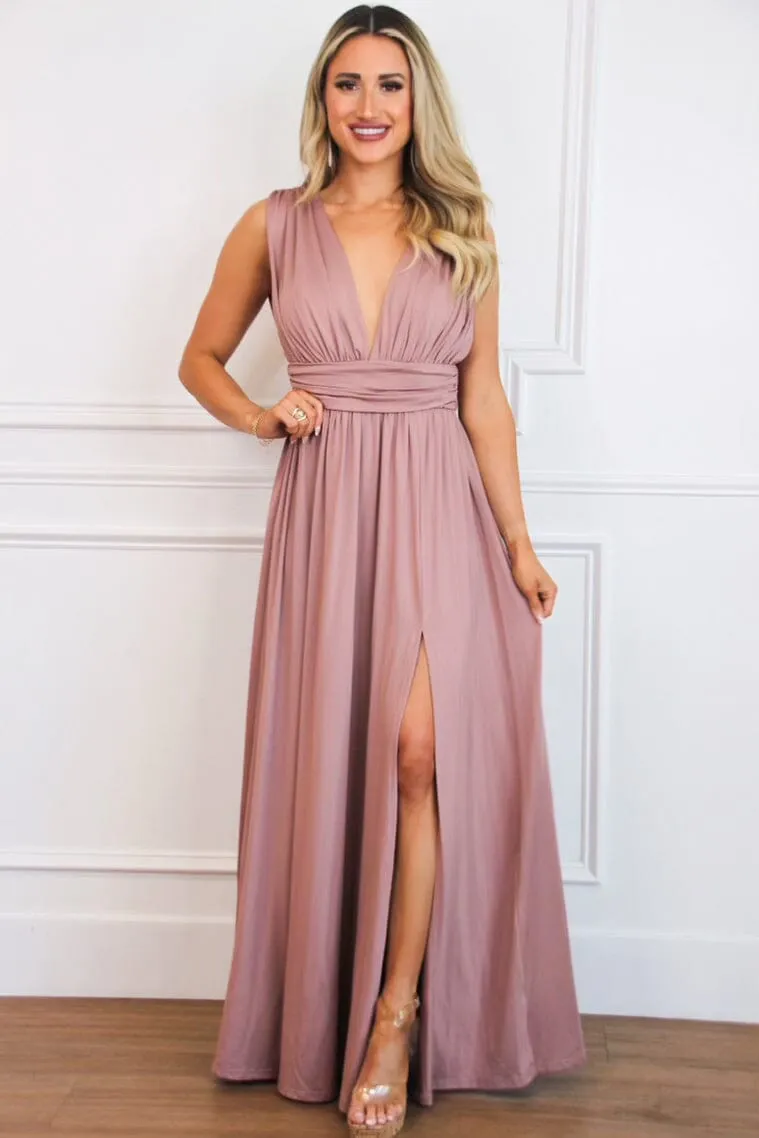 Selma V Neck Maxi Dress: Blush