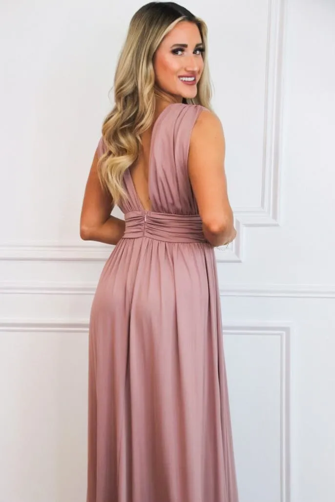 Selma V Neck Maxi Dress: Blush