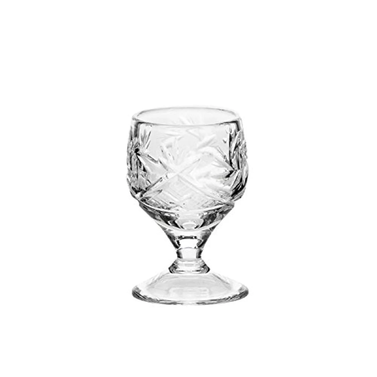 Set of 16 Oz. Crystal Decanter and Six 1.5 Oz. Vodka Shot Glasses, Hand-Made Crystal