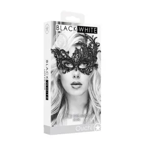 Shots Ouch Black & White Lace Eye Mask - Royal Black