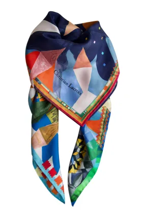 Silk scarf "Arlecchino" Lacroix - deep blue