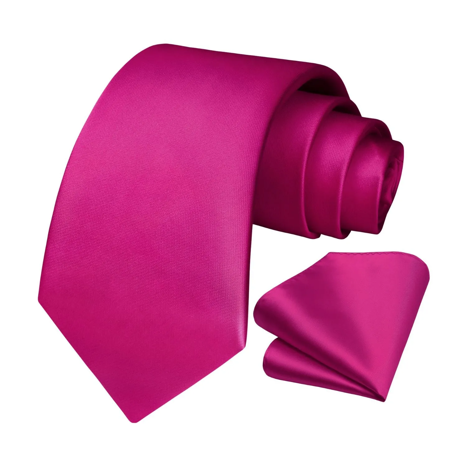 Solid Tie Handkerchief Set - A1-HOT PINK