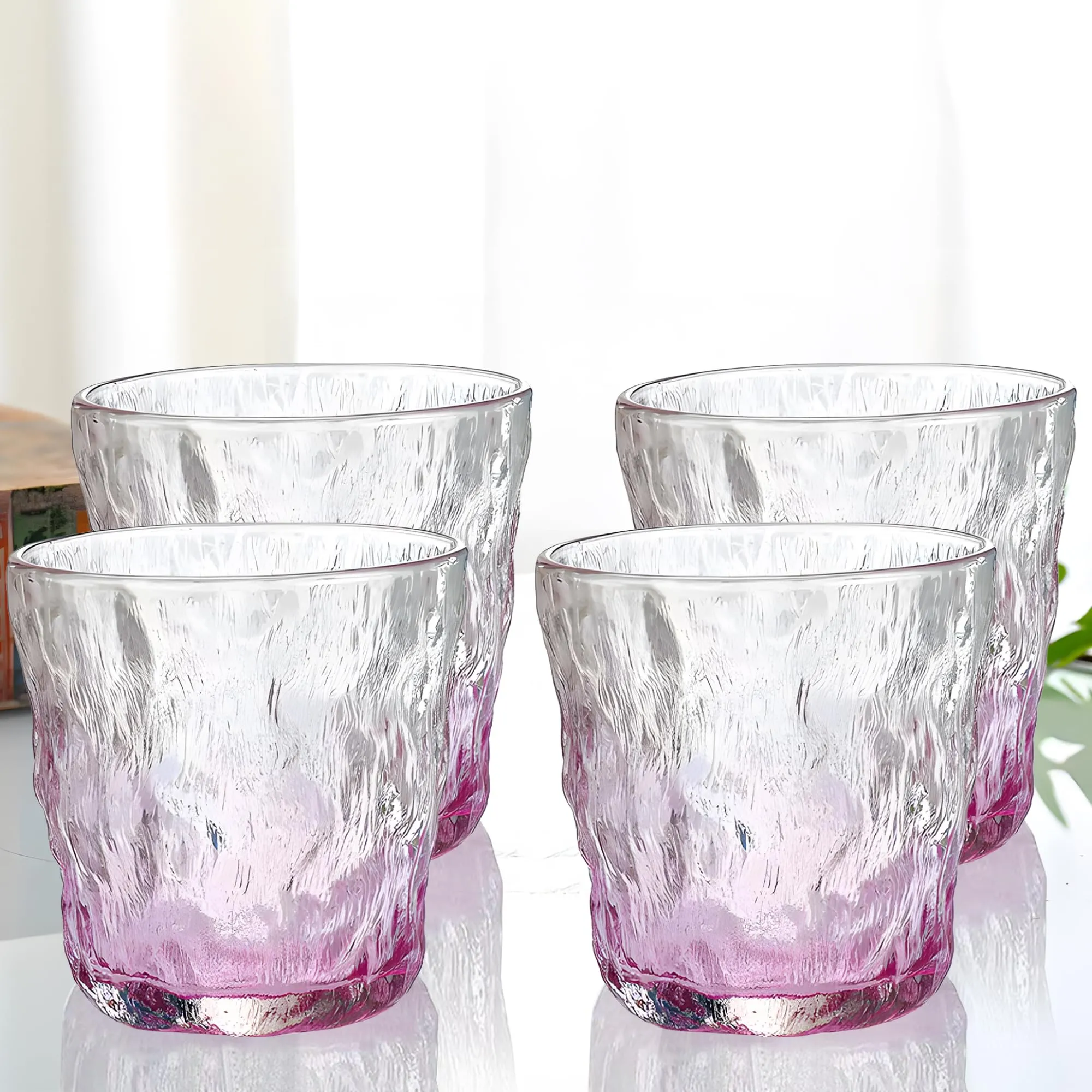 The Better Home Zest Whiskey Glasses Set of 4 (270ml Each) | Lead Free | Heavy Bottom Drinking Glass | Crystal Glass for Bar Home | Glass for Drinks | Cocktail Glasses | Juice Glasses (Purple)