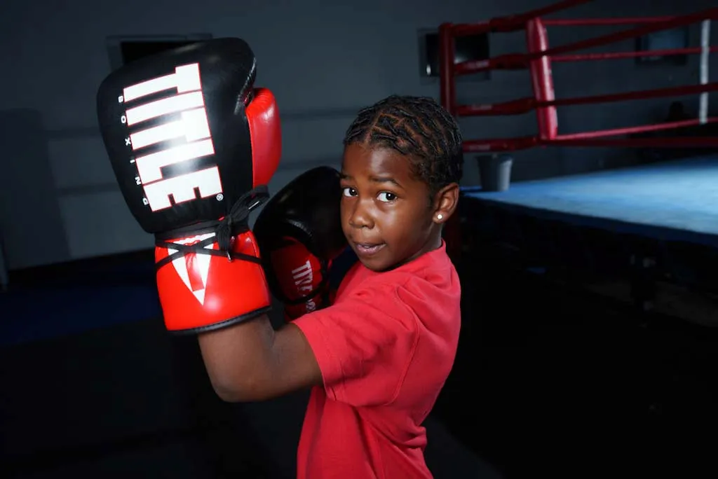 TITLE Boxing Pro Style Youth Lace Training Gloves