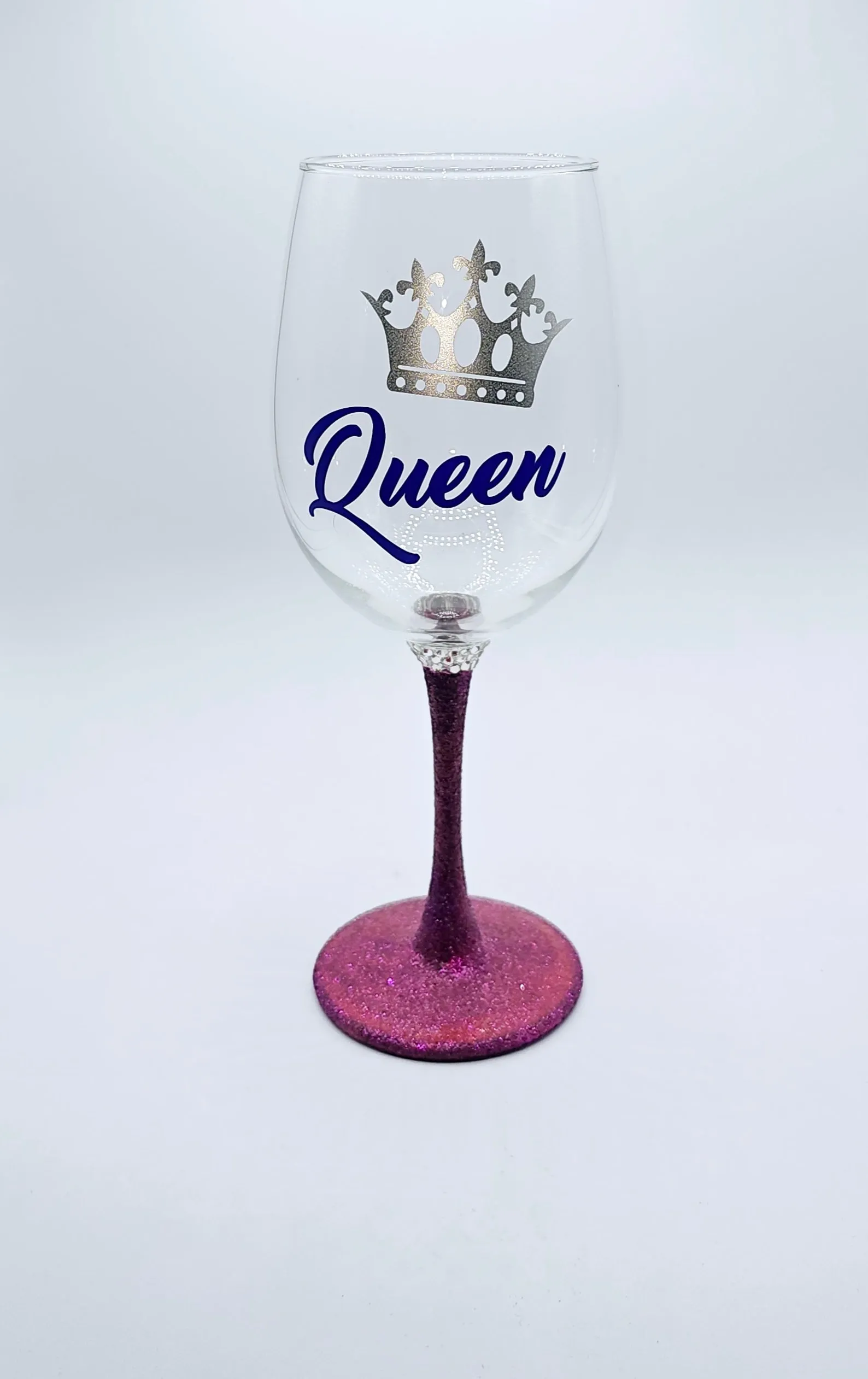 Wine Queen wine glass with purple stem