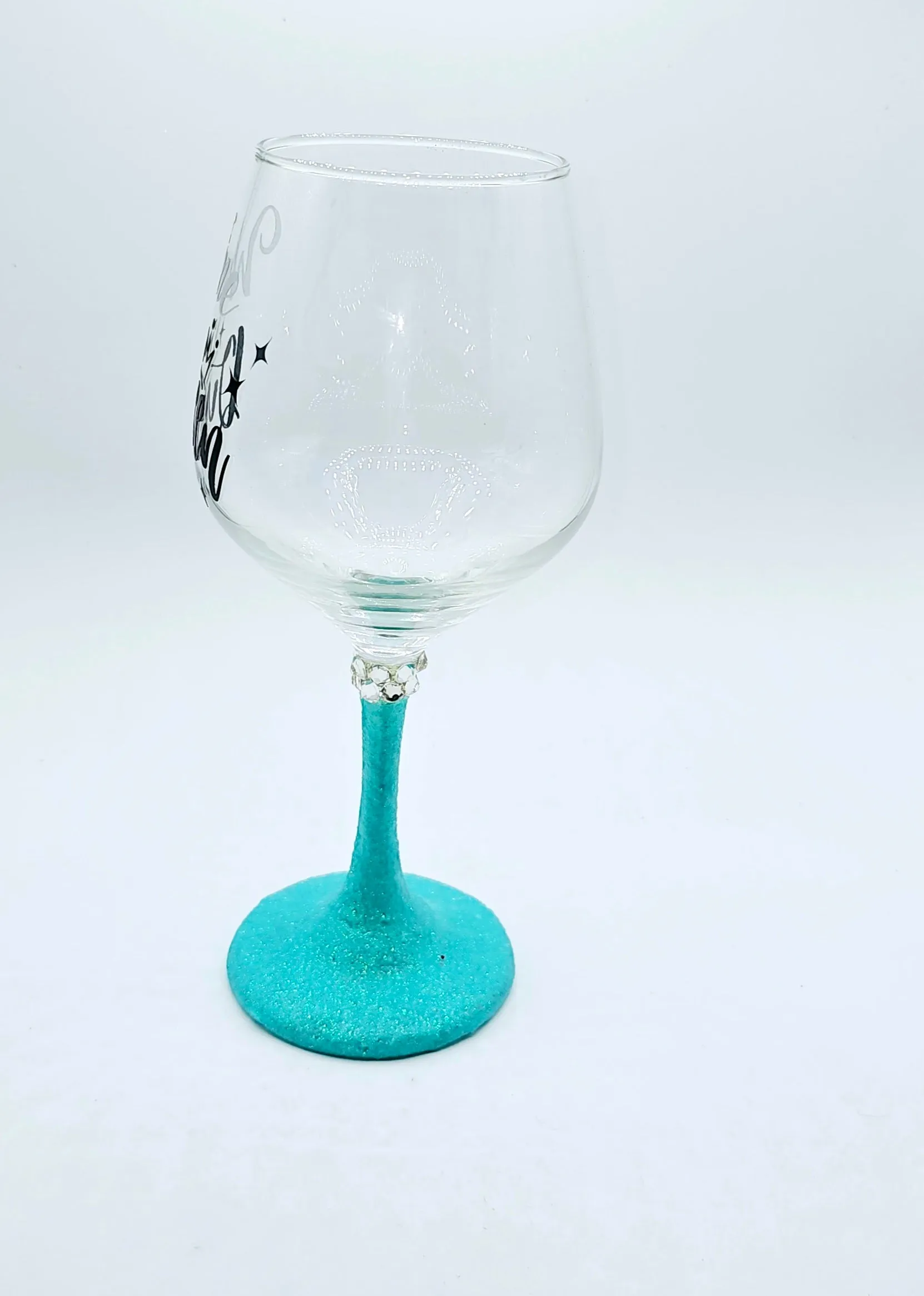 Wine Queen wine glass with teal stem