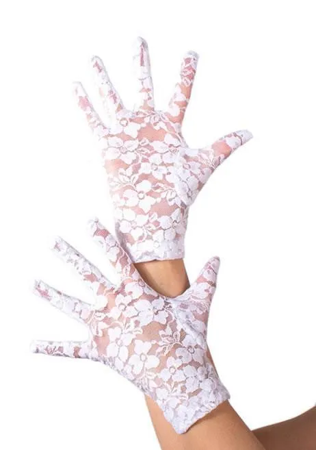 Women's Short White Lace Gloves