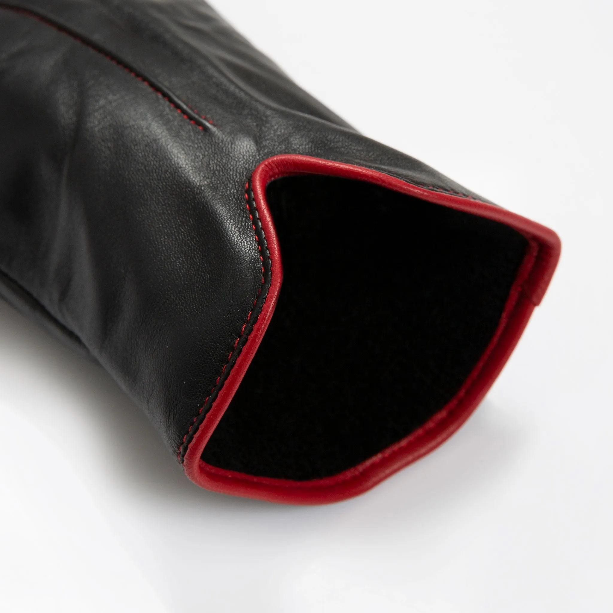 Women’s Single-Point Lined Leather Gloves with Colour Contrast Details