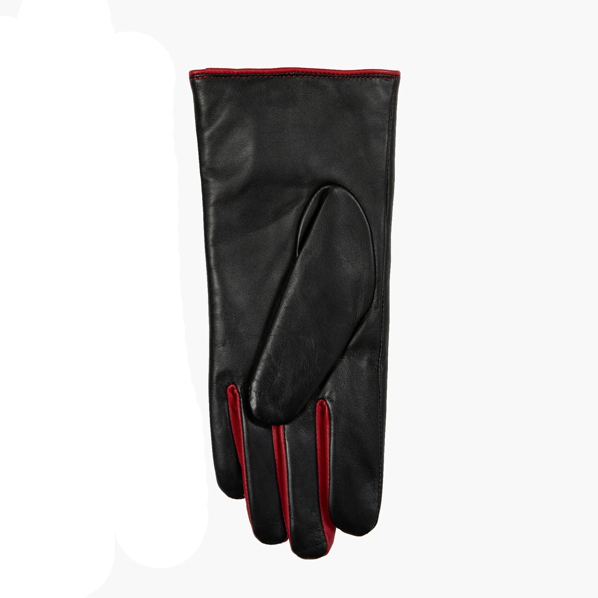 Women’s Single-Point Lined Leather Gloves with Colour Contrast Details