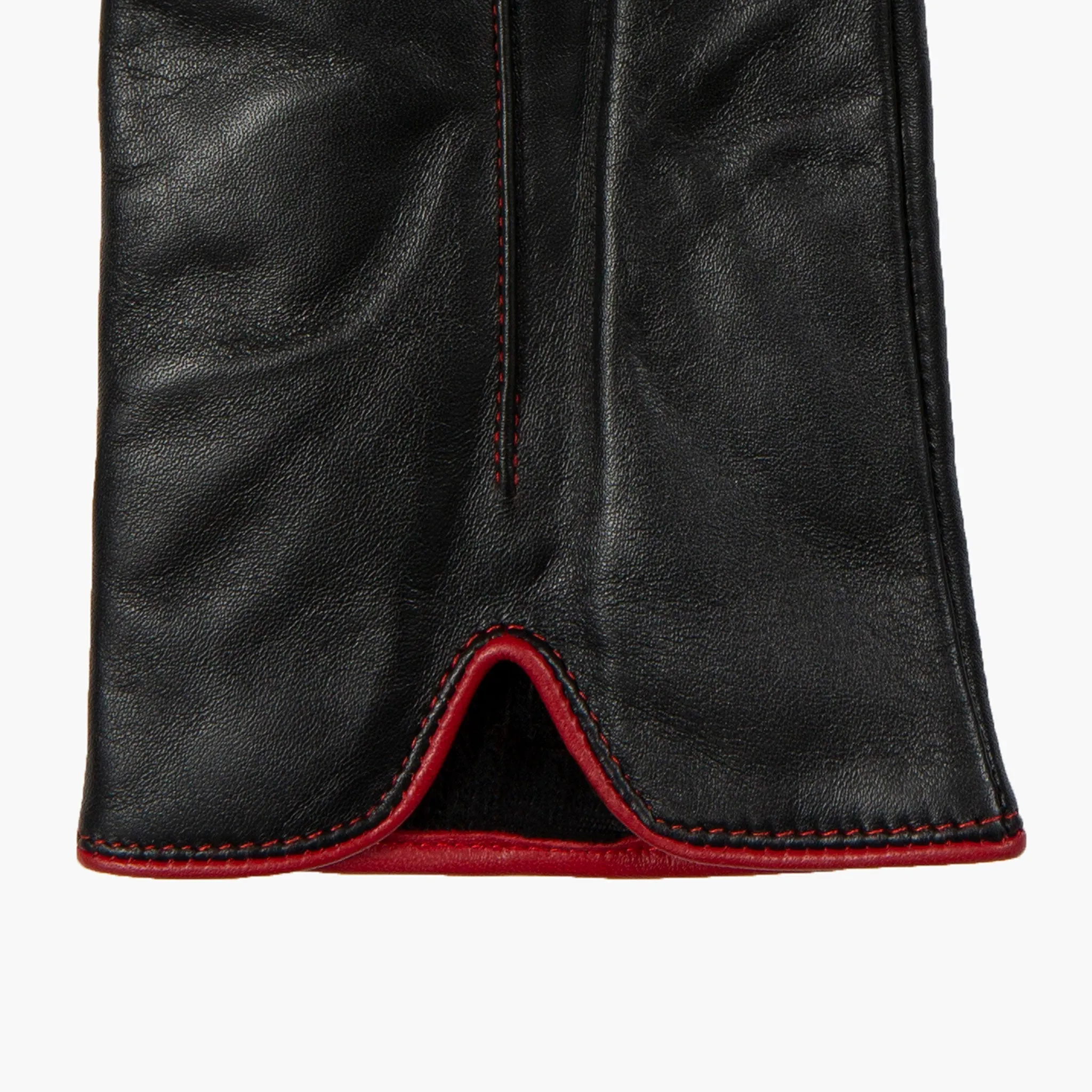 Women’s Single-Point Lined Leather Gloves with Colour Contrast Details