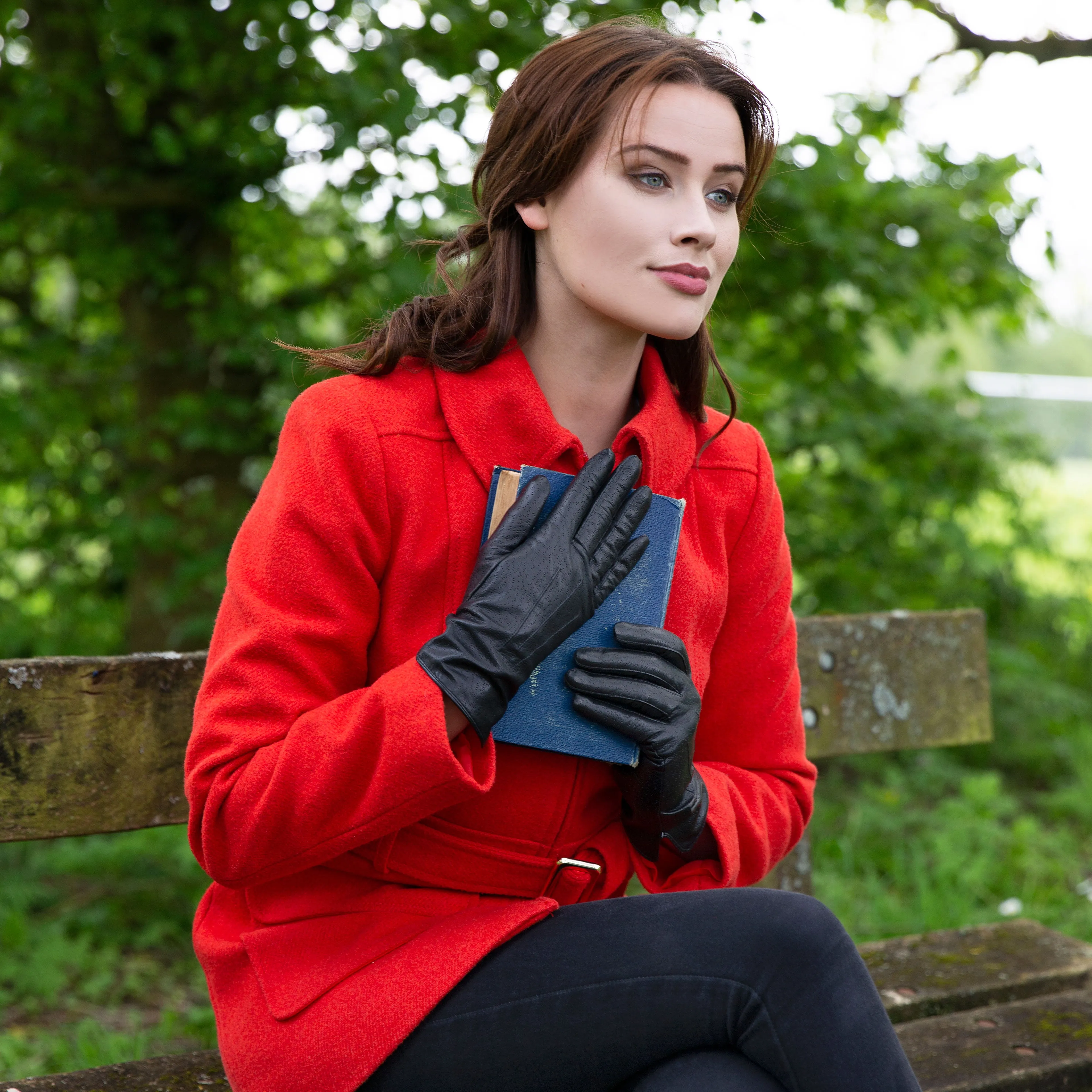 Women's Three-Point Lined Imitation Peccary Leather Gloves