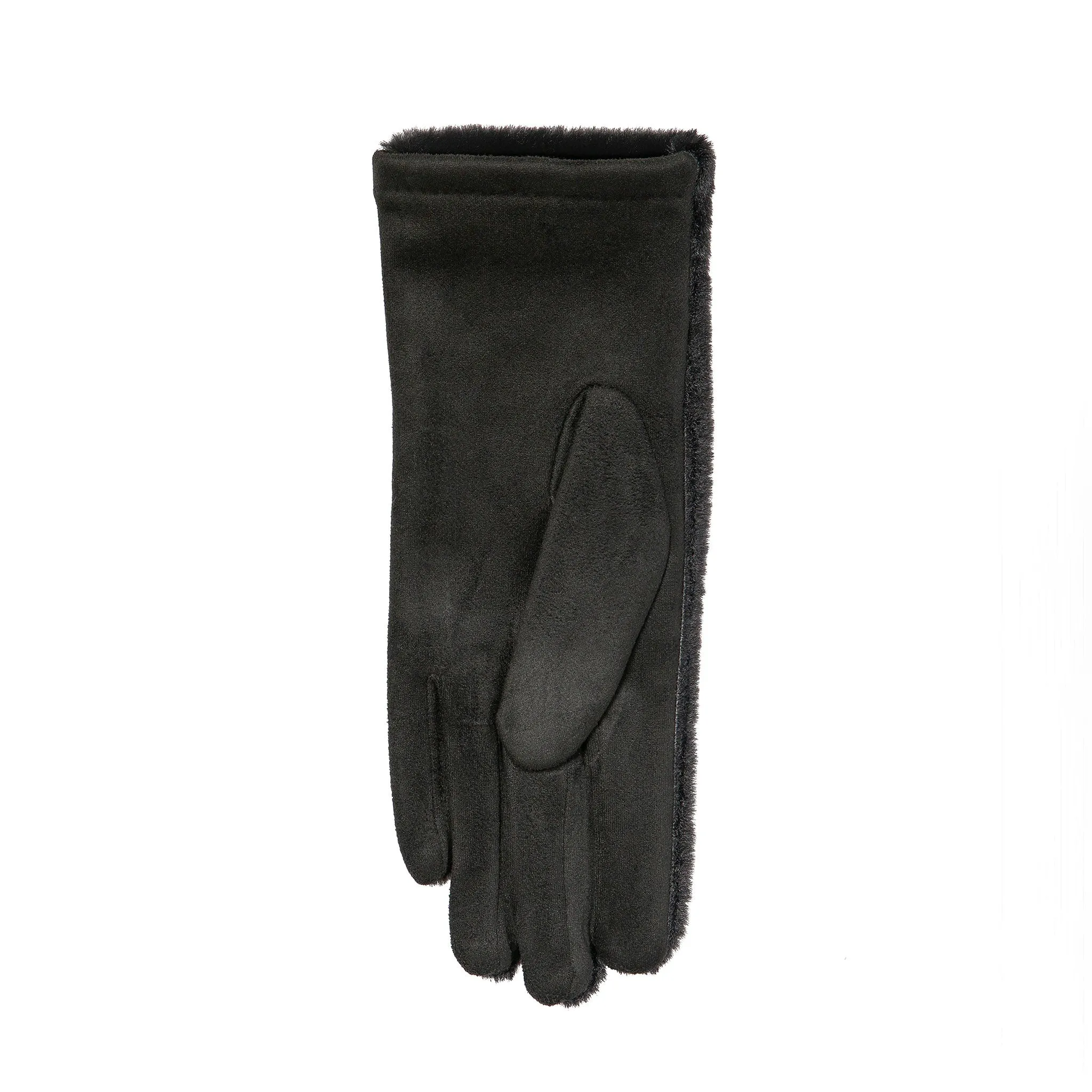 Women’s Touchscreen Velour-Lined Faux Fur and Faux Suede Gloves