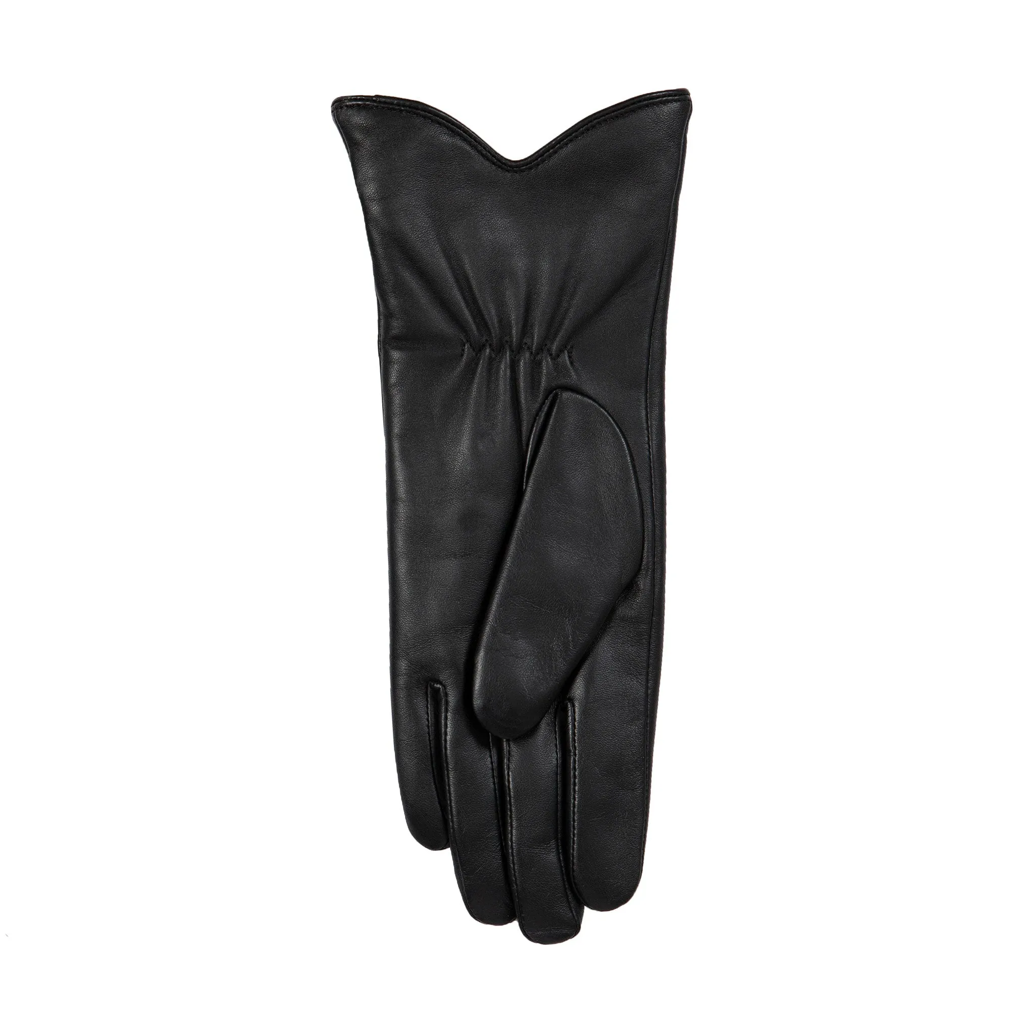 Women’s Wool-Lined Leather Gloves with Buttons and Piping