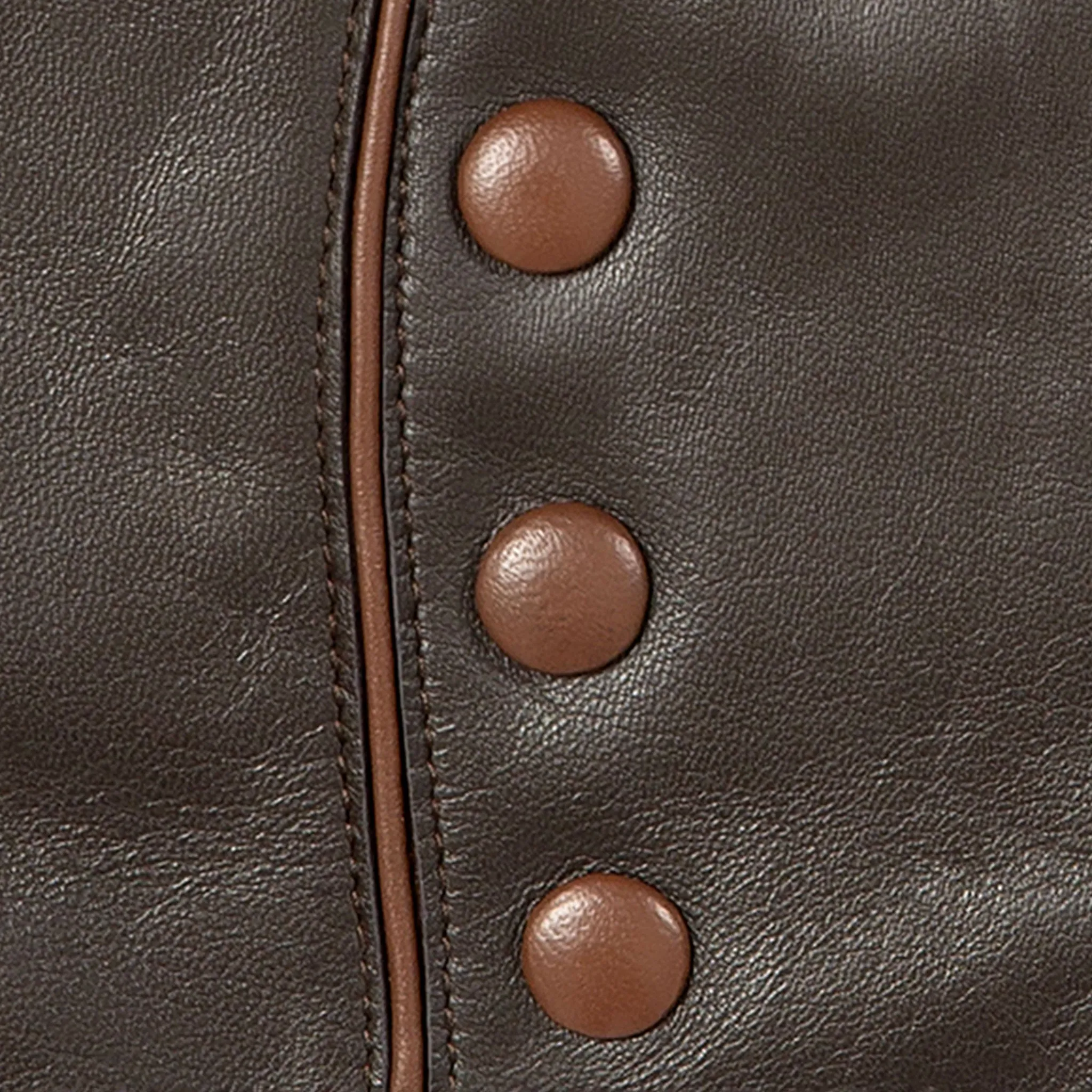 Women’s Wool-Lined Leather Gloves with Buttons and Piping