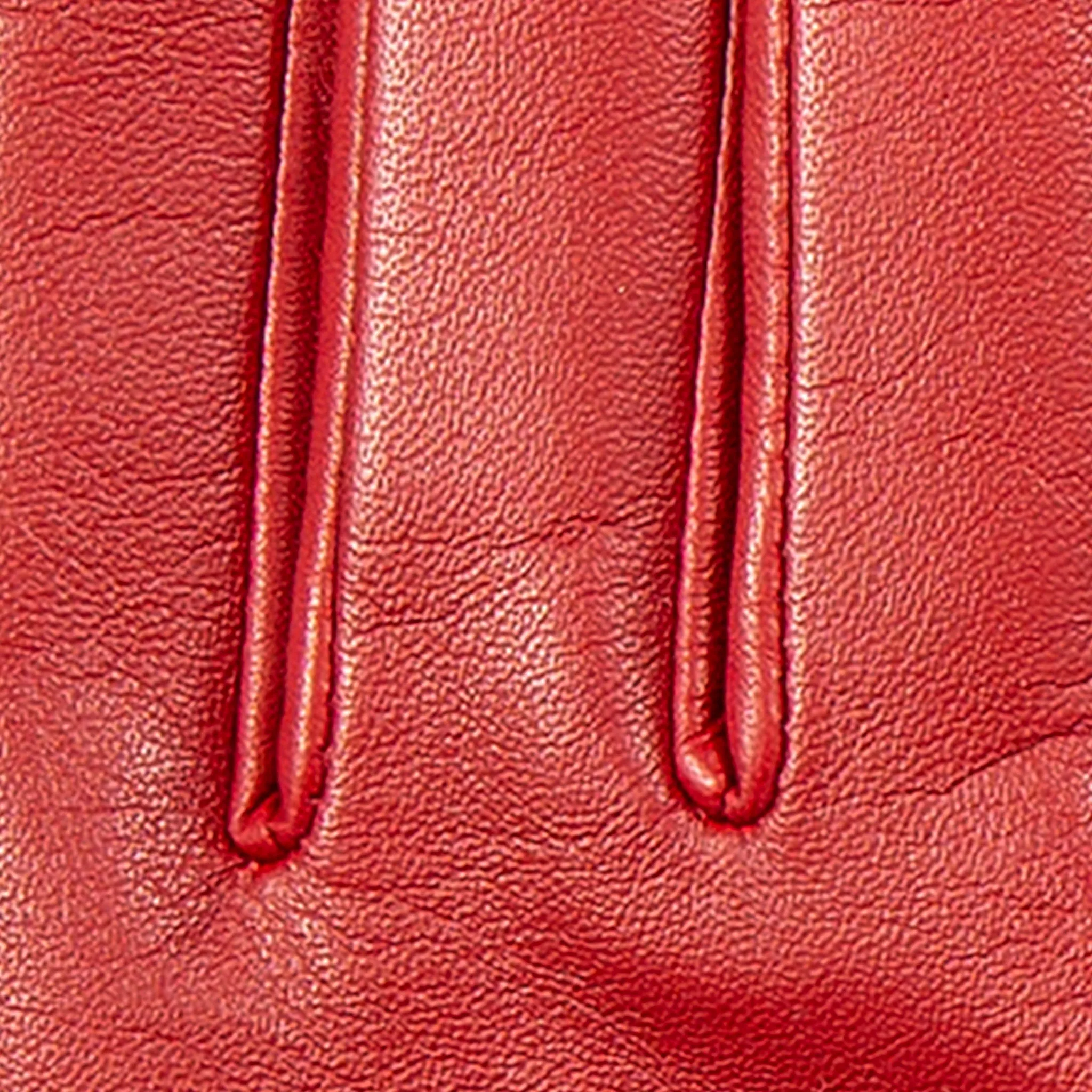 Women’s Wool-Lined Leather Gloves with Buttons and Piping