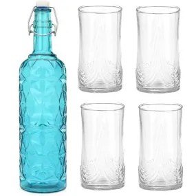 Zayden 1000 ML Water Bottle With 300 ML Glass - Five Piece Set