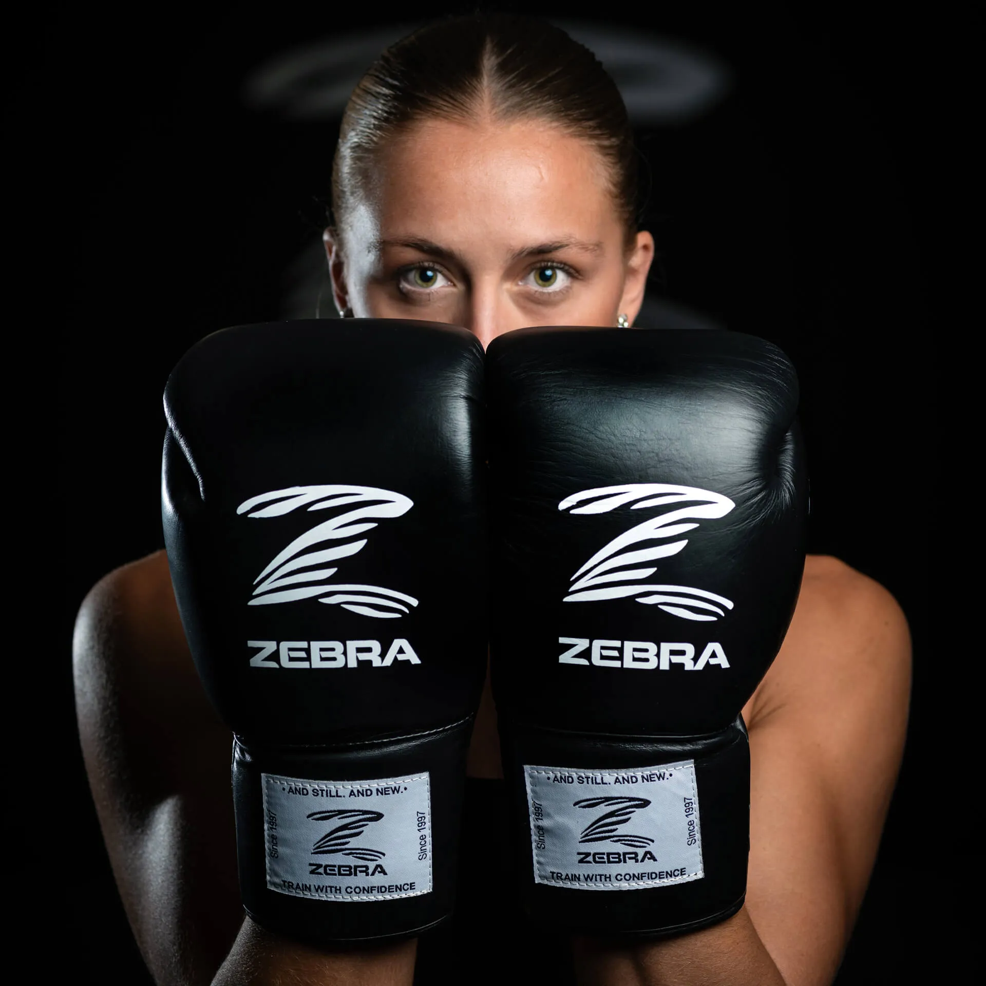 Zebra Pro Signature Lace Up Fight Gloves - Black